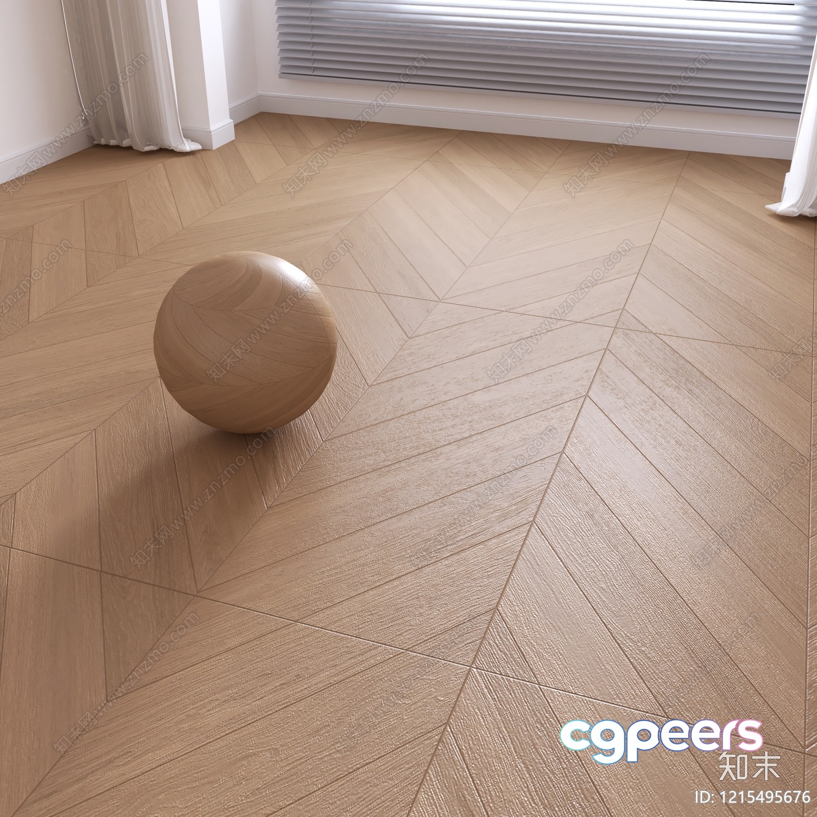 A Wooden Ball On A Wood Floor 3D Model - 16895 - VRAY Render
