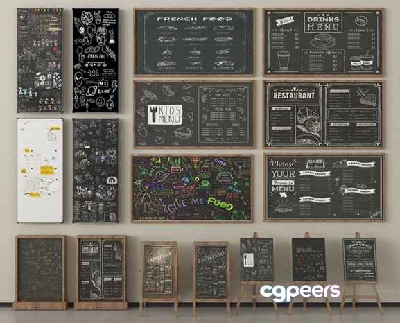 Chalkboard Menus 3D Model - 2639 - VRAY Render Chalkboard Menus 3D Model - 2639 - VRAY Render