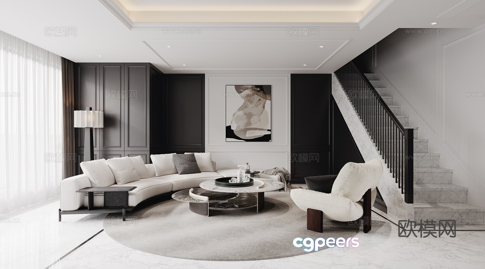 Modern Living Room 3D Model - 17834 - CORONA Render