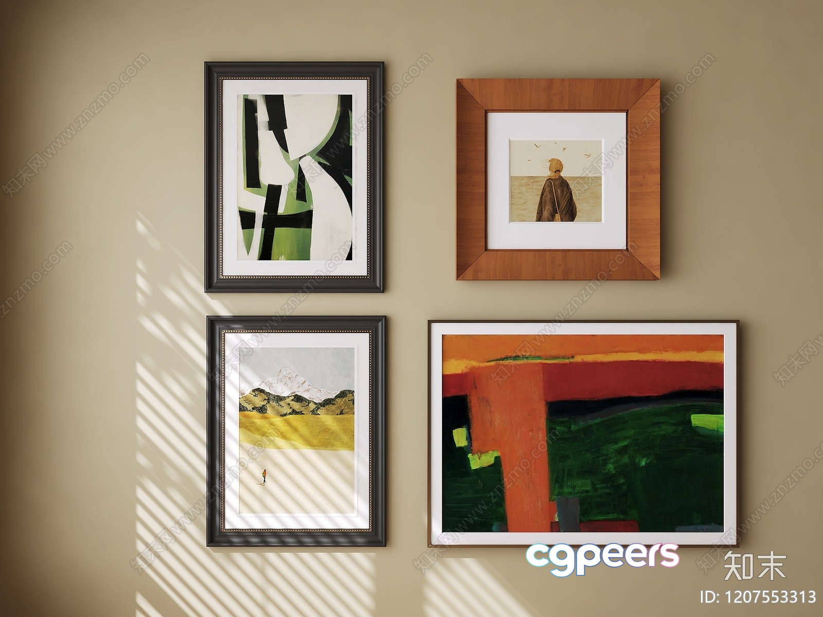 Four Framed Paintings On A Beige Wall 3D Model - 11579 - VRAY Render Four Framed Paintings On A Beige Wall 3D Model - 11579 - VRAY Render