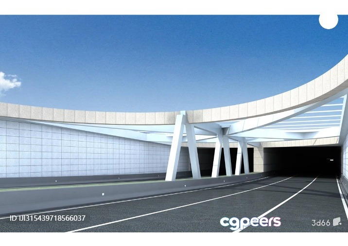 A Modern White Building With A Large Open Entrance 3D Model - 16797 - VRAY Render