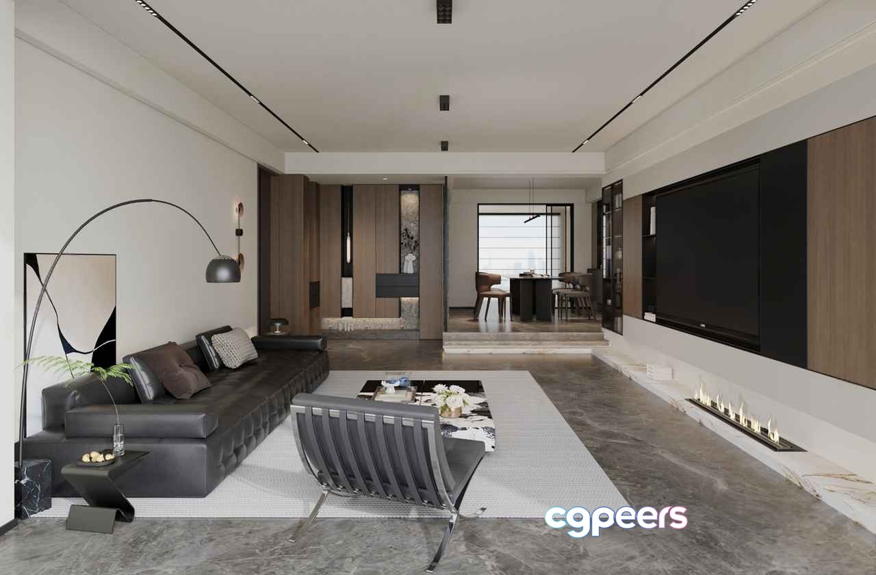 Modern Living Room 3D Model - 6885 - VRAY Render