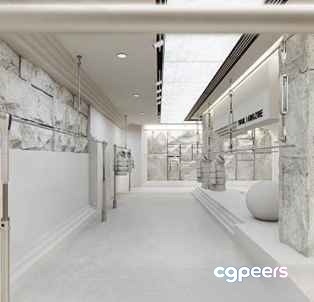 A White Hallway 3D Model - 5245 - VRAY Render