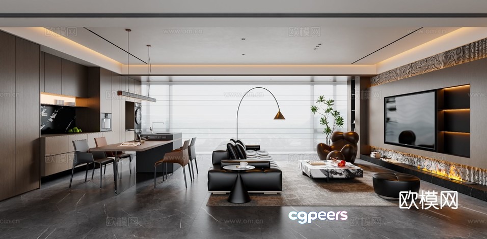 Modern Living Room 3D Model - 5707 - VRAY Render