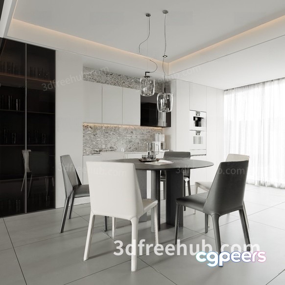 Modern Dining Room 3D Model - 21865 - VRAY Render