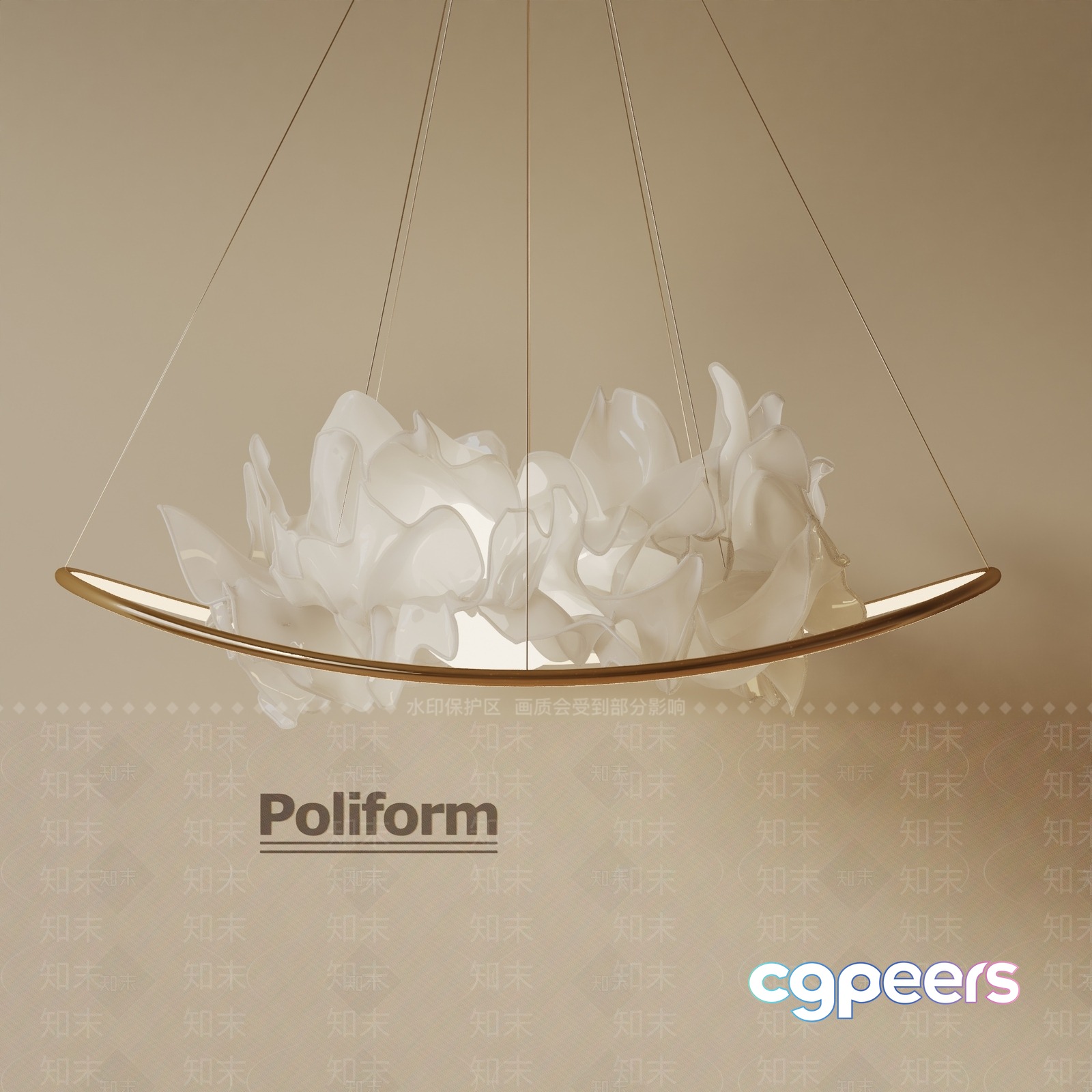 Gold Light Fixture 3D Model - 19225 - VRAY Render