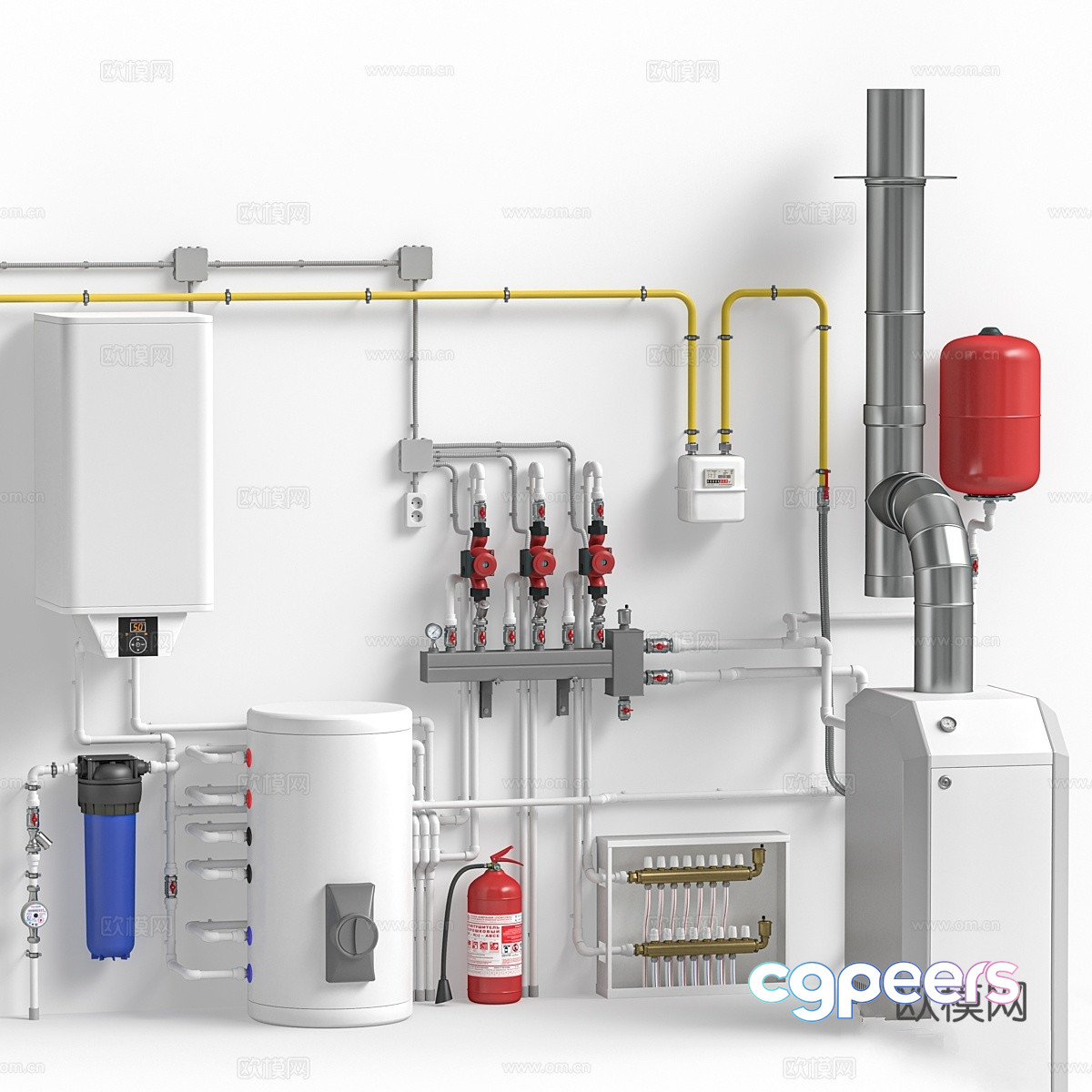 The Main Subject Is A White Water Heater 3D Model - 15452 - VRAY Render