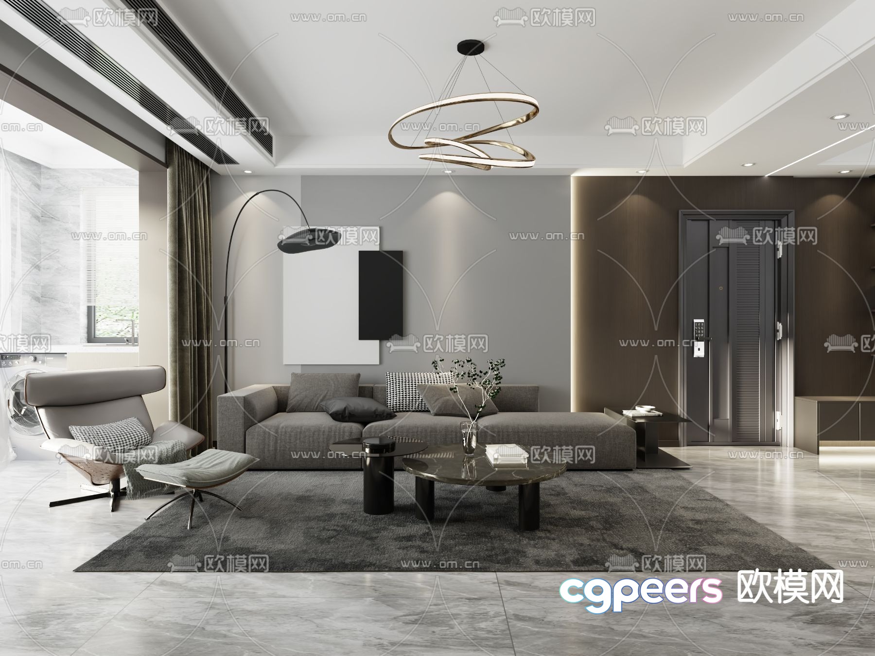 Modern Living Room 3D Model - 19116 - VRAY Render