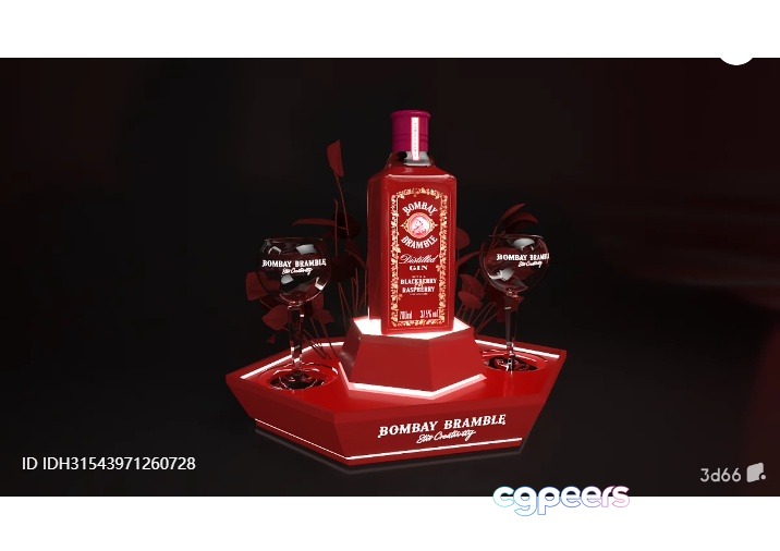 A Bottle Of Bombay Bramble Gin 3D Model - 9433 - VRAY Render A Bottle Of Bombay Bramble Gin 3D Model - 9433 - VRAY Render
