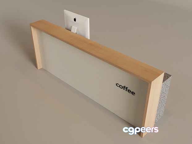Wooden Shelf With A Coffee Sign 3D Model - 4861 - VRAY Render