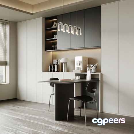 Modern Kitchen Lighting 3D Model - 595 - VRAY Render Modern Kitchen Lighting 3D Model - 595 - VRAY Render