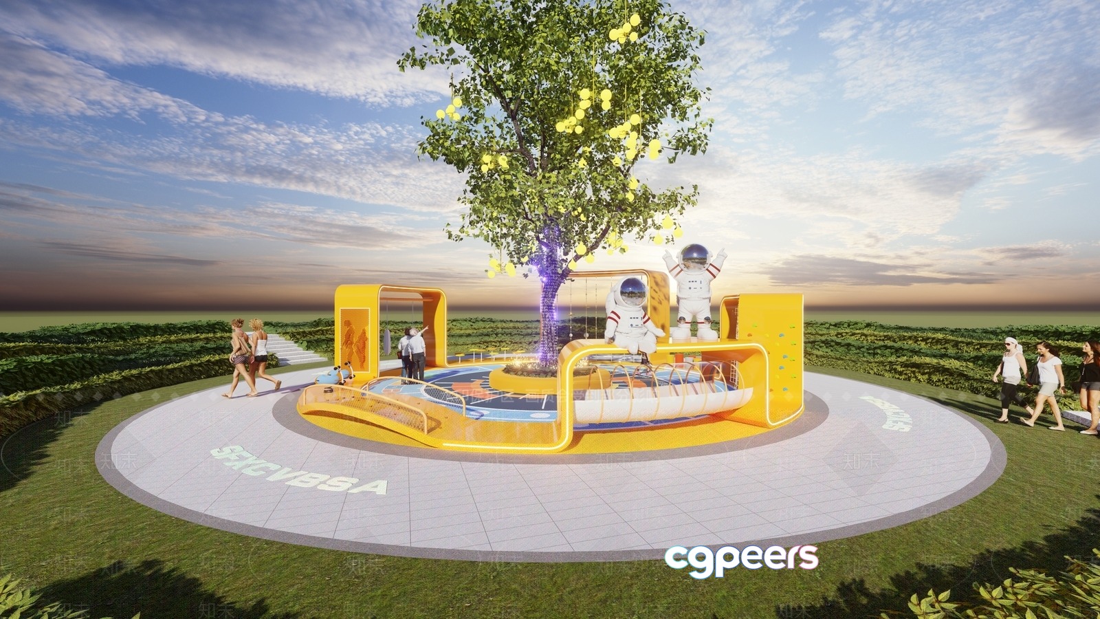 The Main Subject Is A Futuristic Playground 3D Model - 9213 - VRAY Render The Main Subject Is A Futuristic Playground 3D Model - 9213 - VRAY Render
