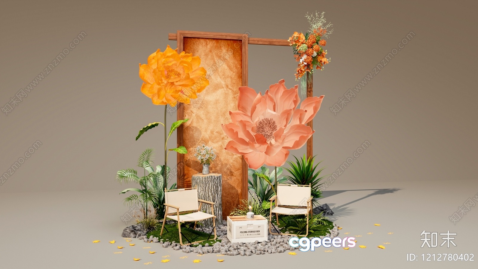 A Decorative Outdoor Seating Area 3D Model - 10619 - VRAY Render