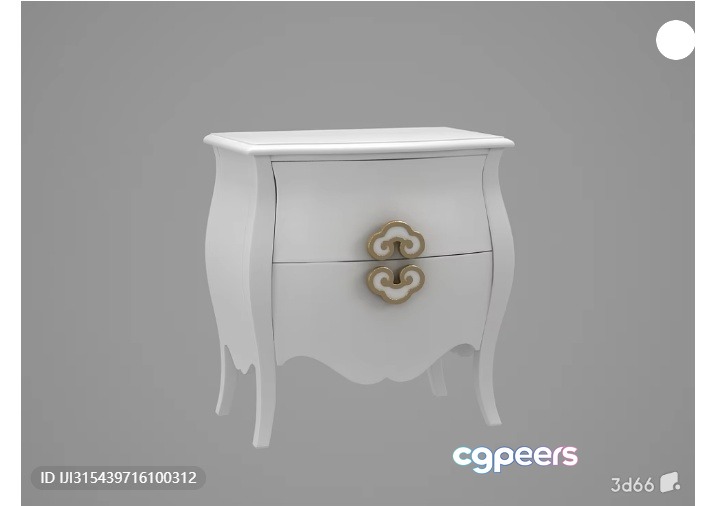 White Nightstand With Gold Handles 3D Model - 2260 - VRAY Render White Nightstand With Gold Handles 3D Model - 2260 - VRAY Render