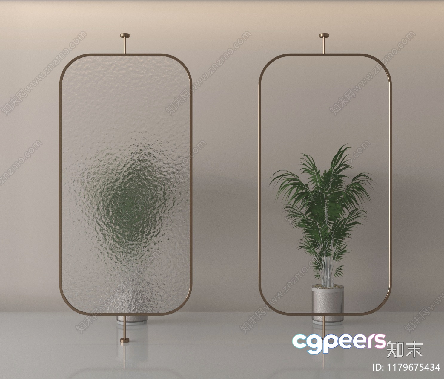 Modern Glass Room Divider 3D Model - 1473 - VRAY Render