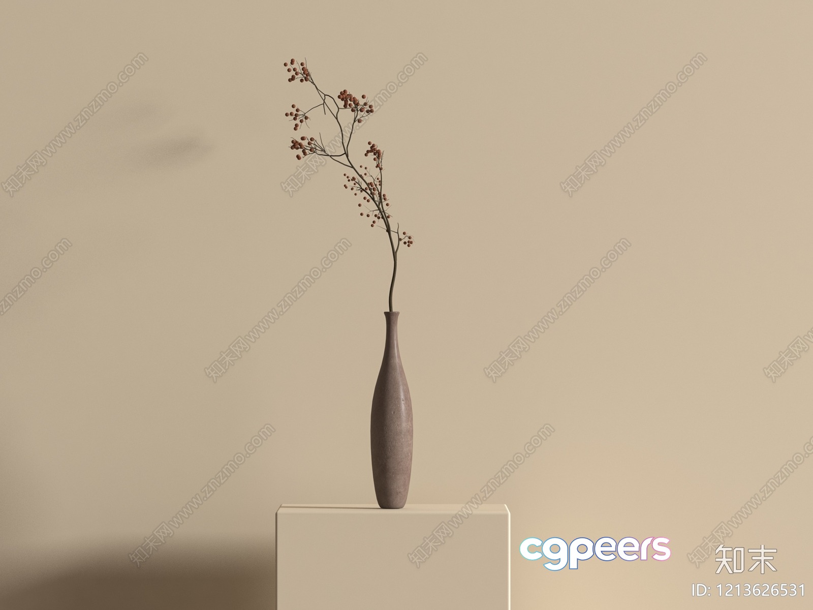 Simple Vase On Pedestal 3D Model - 6921 - VRAY Render Simple Vase On Pedestal 3D Model - 6921 - VRAY Render