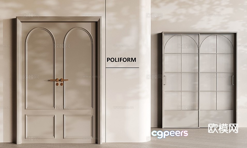 A Beige Door With An Arched Design 3D Model - 3416 - VRAY Render A Beige Door With An Arched Design 3D Model - 3416 - VRAY Render