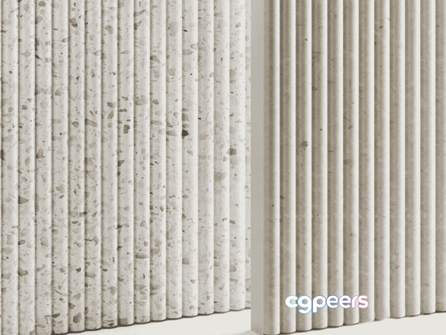 Modern White Stone Wall 3D Model - 17414 - VRAY Render