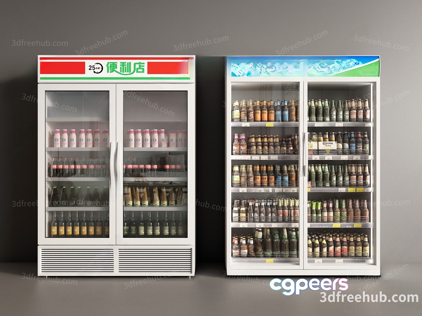 Two Refrigerators With Various Beverages Inside 3D Model - 22577 - VRAY Render Two Refrigerators With Various Beverages Inside 3D Model - 22577 - VRAY Render