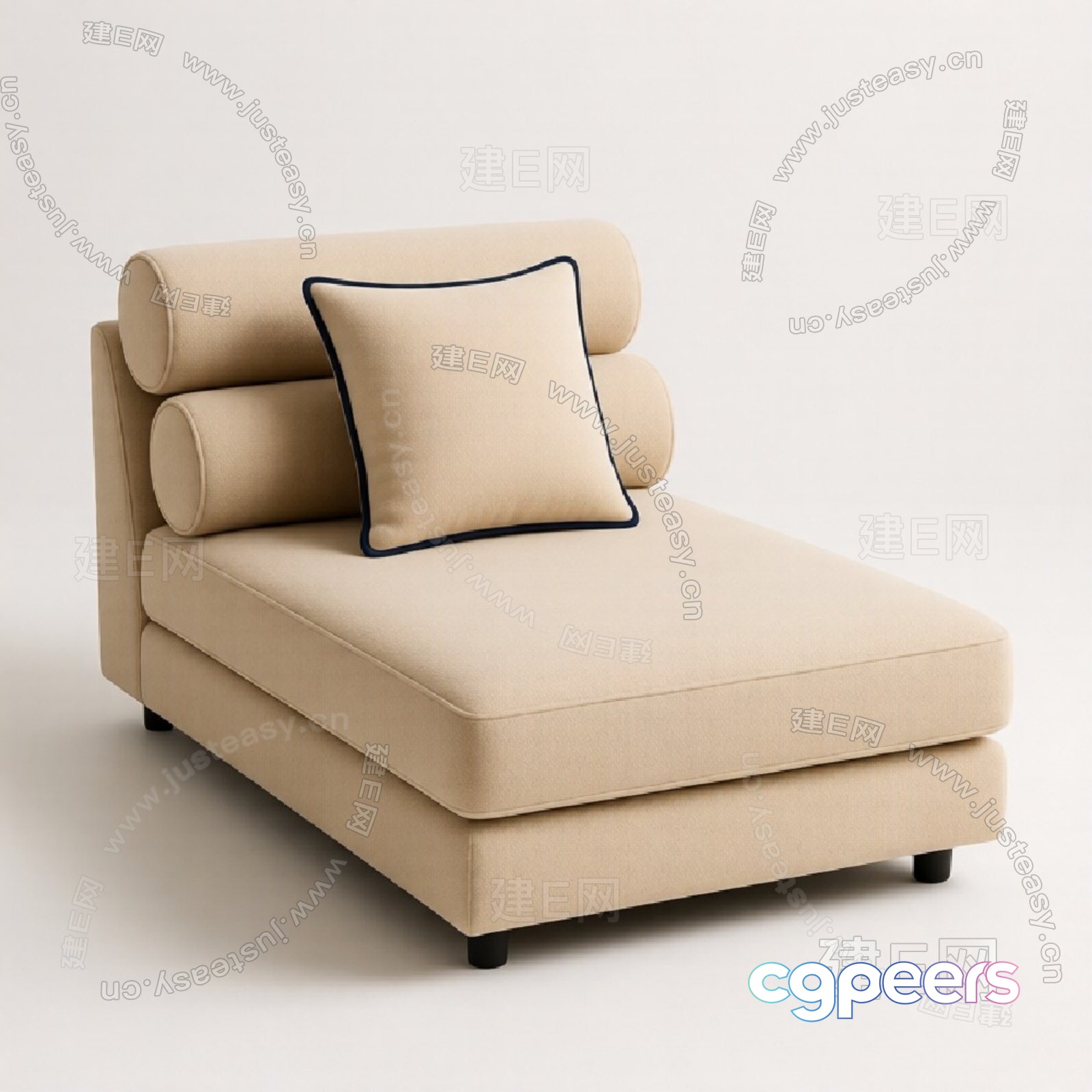 Modern Beige Chaise 3D Model - 22791 - VRAY Render