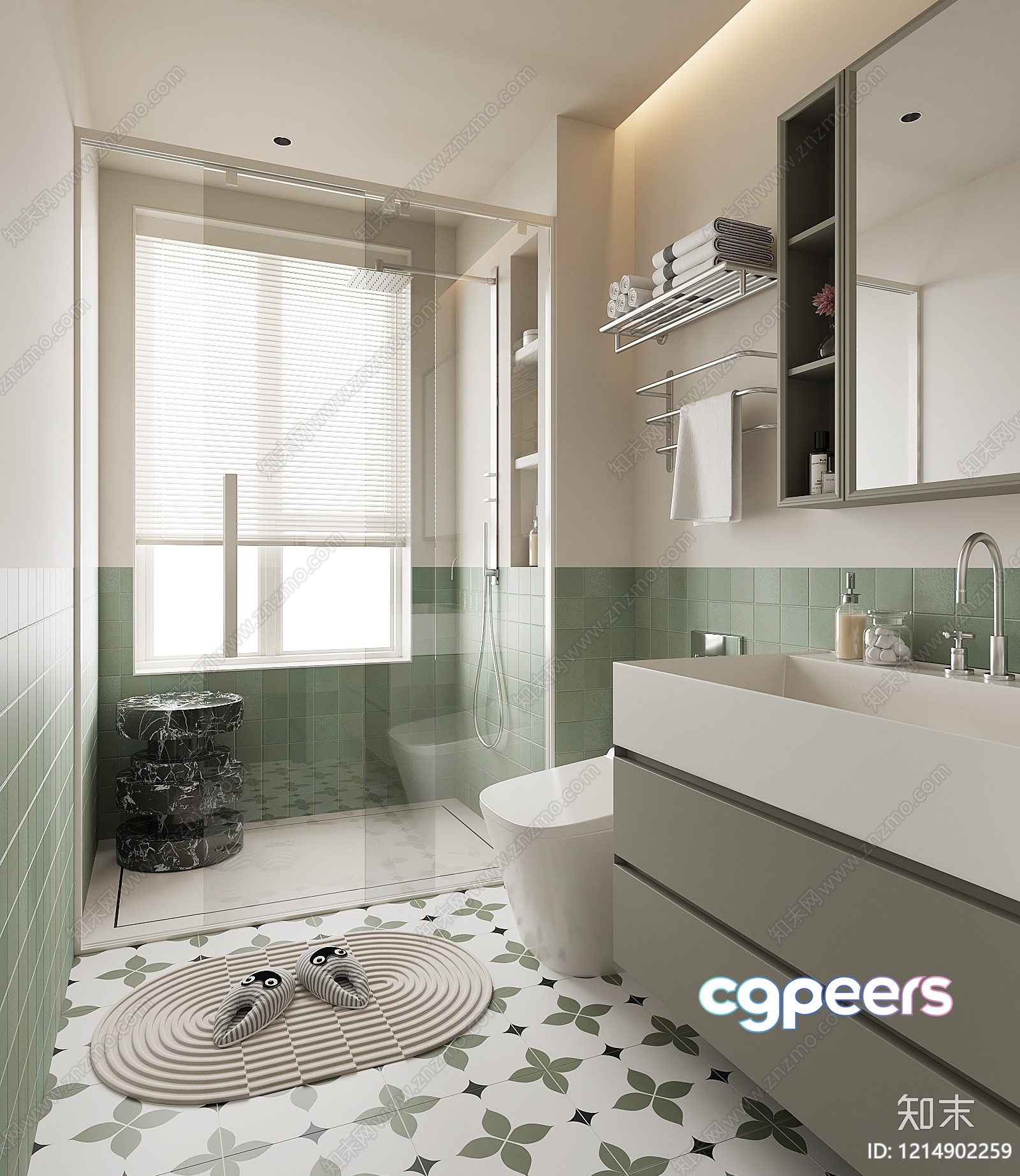 Modern Bathroom Interior 3D Model - 13874 - VRAY Render