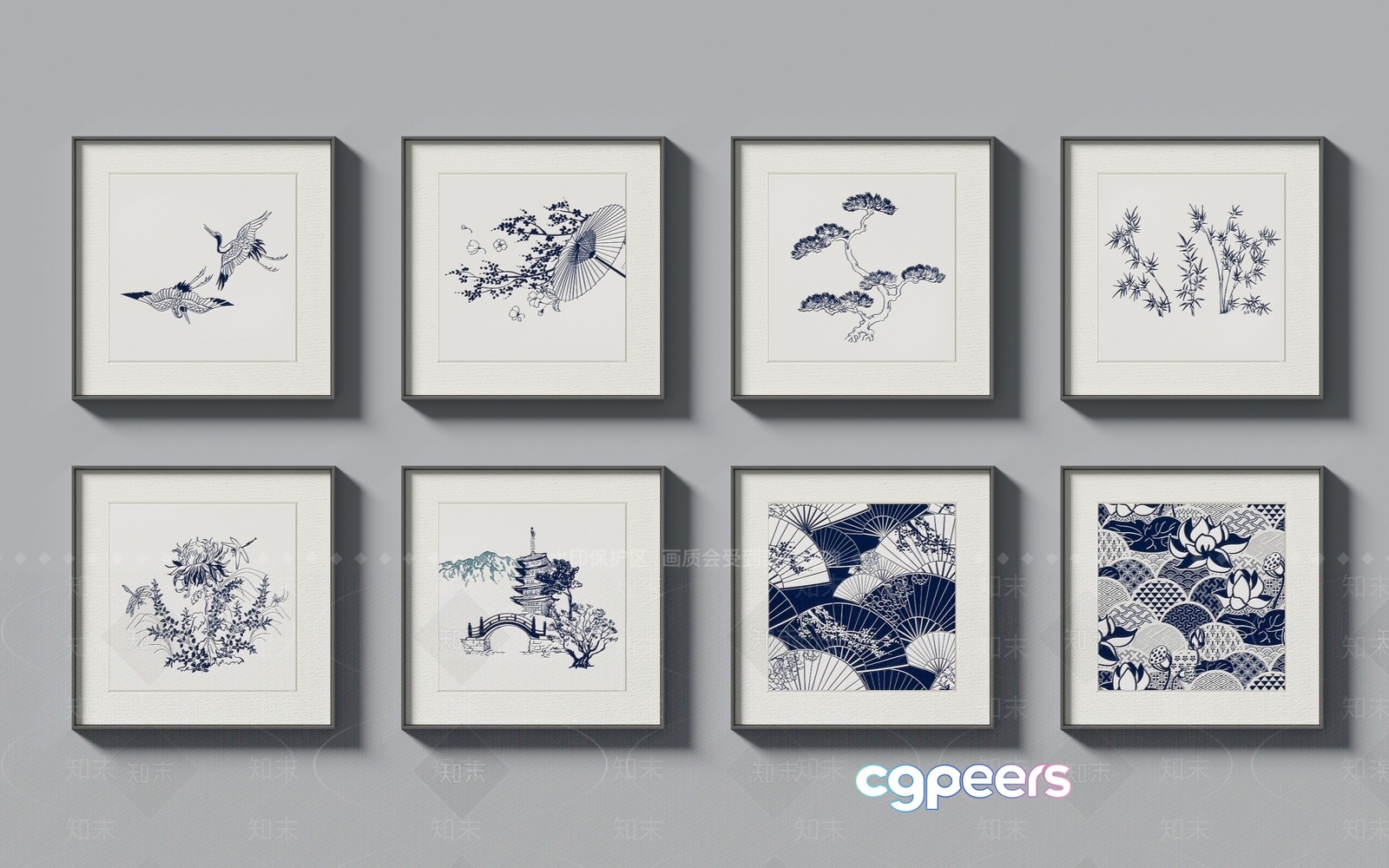 A Collection Of Framed Artwork 3D Model - 5151 - VRAY Render