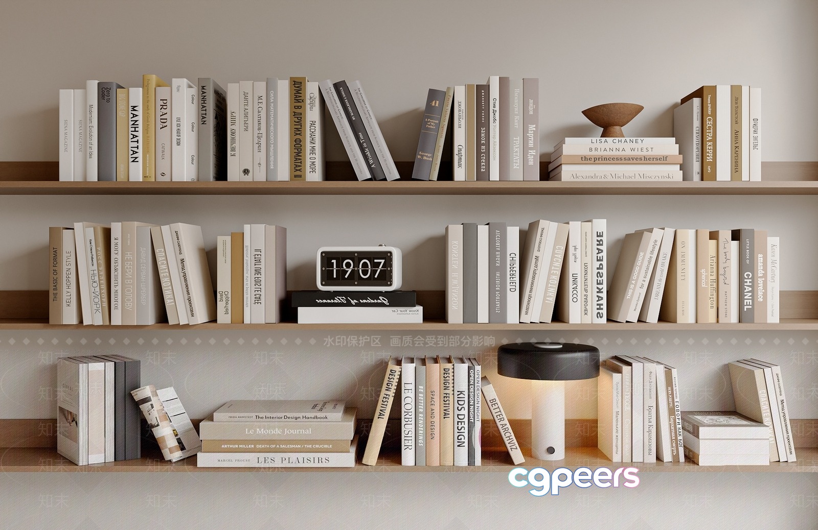 Minimalist Bookshelf 3D Model - 9241 - VRAY Render Minimalist Bookshelf 3D Model - 9241 - VRAY Render