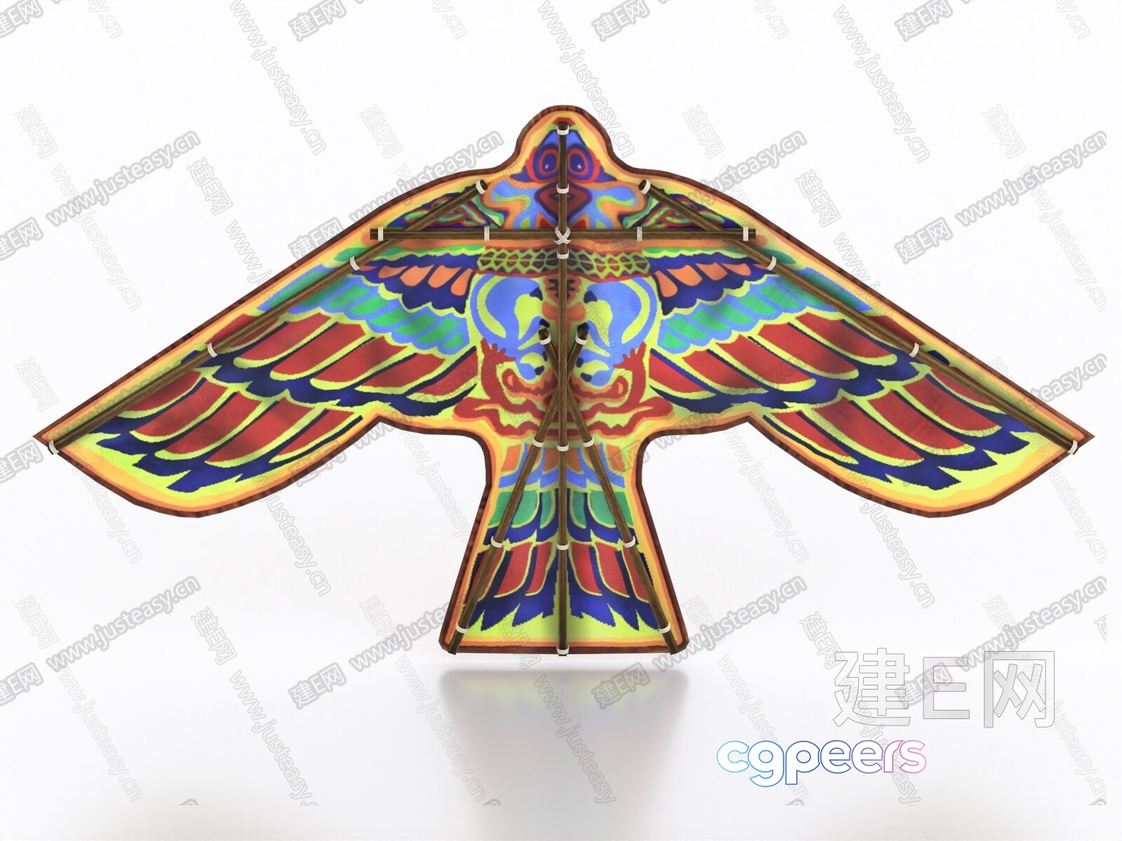 The Single Main Subject Is A Colorful Bird-Shaped Kite 3D Model - 10556 - VRAY Render
