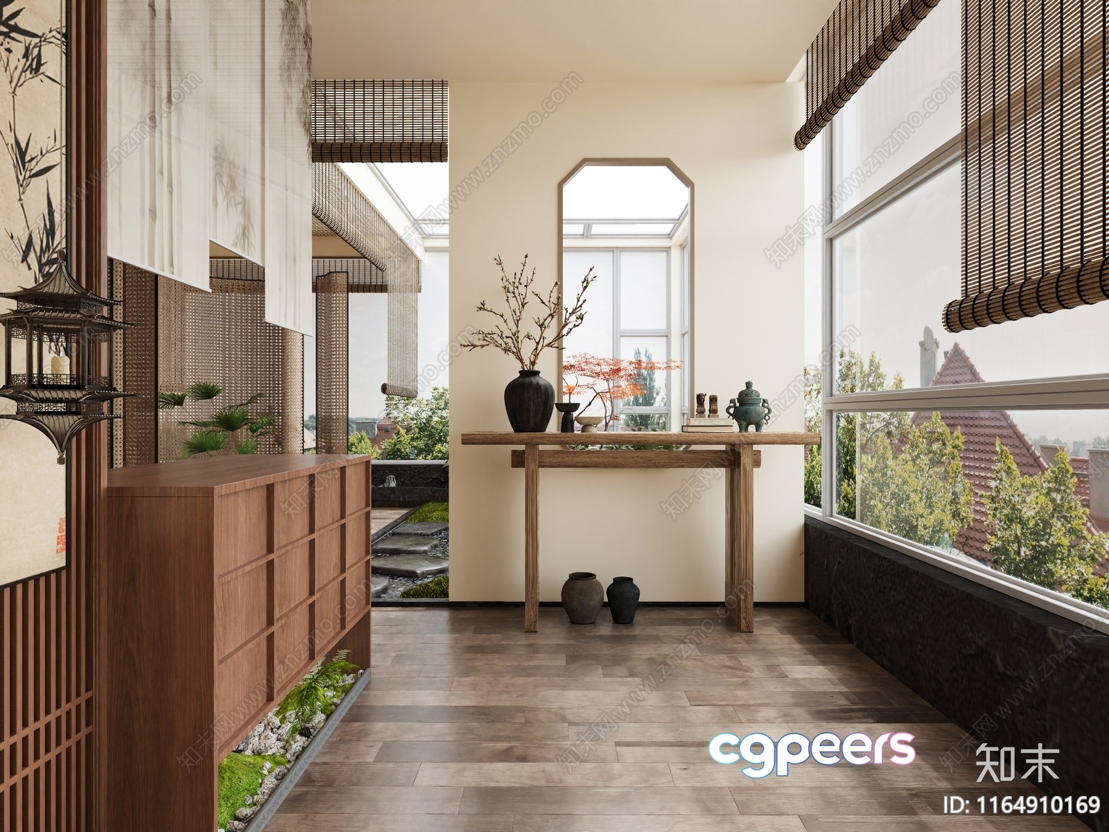 A Japanese-Style Room With A Large Window 3D Model - 21720 - VRAY Render A Japanese-Style Room With A Large Window 3D Model - 21720 - VRAY Render