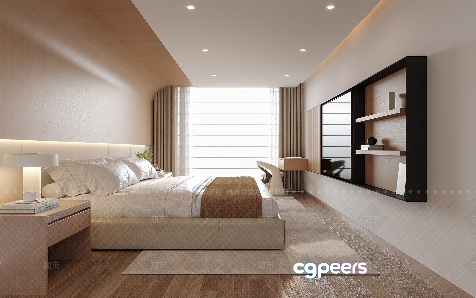 Modern Minimalist Bedroom 3D Model - 2769 - VRAY Render