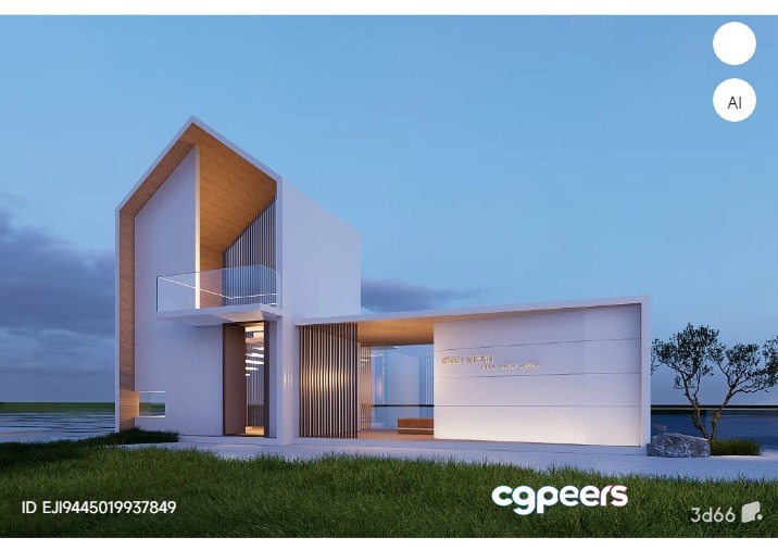 Modern Minimalist House 3D Model - 14550 - VRAY Render