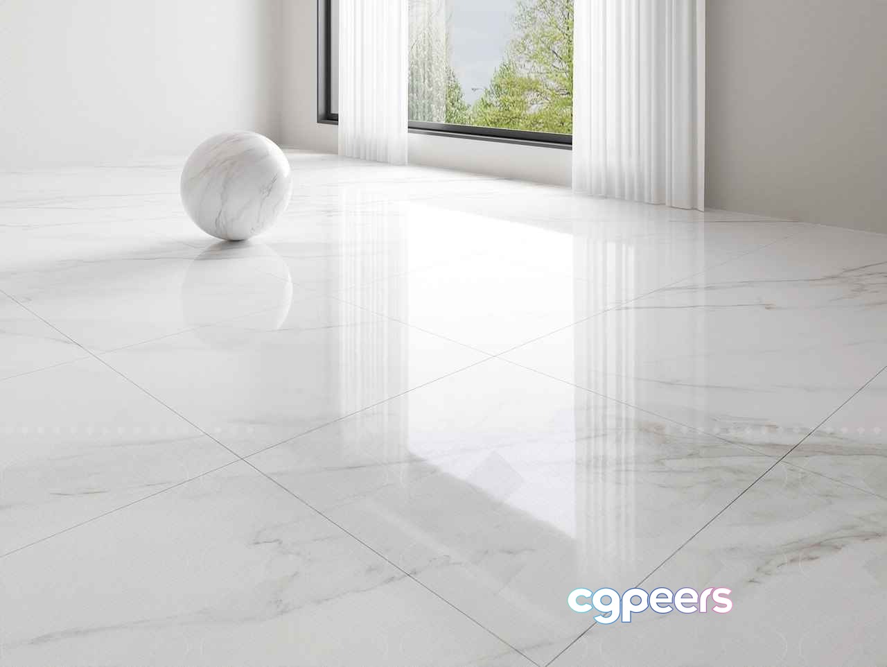 White Marble Floor 3D Model - 191 - VRAY Render