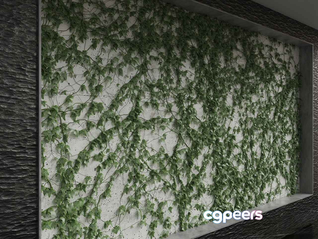 The Main Subject Is A Wall Covered In Green Ivy 3D Model - 10797 - VRAY Render