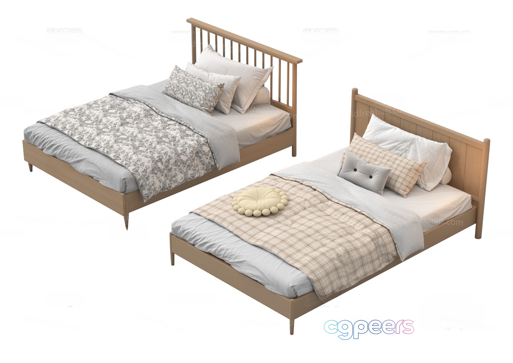 Two Beds 3D Model - 22014 - VRAY Render