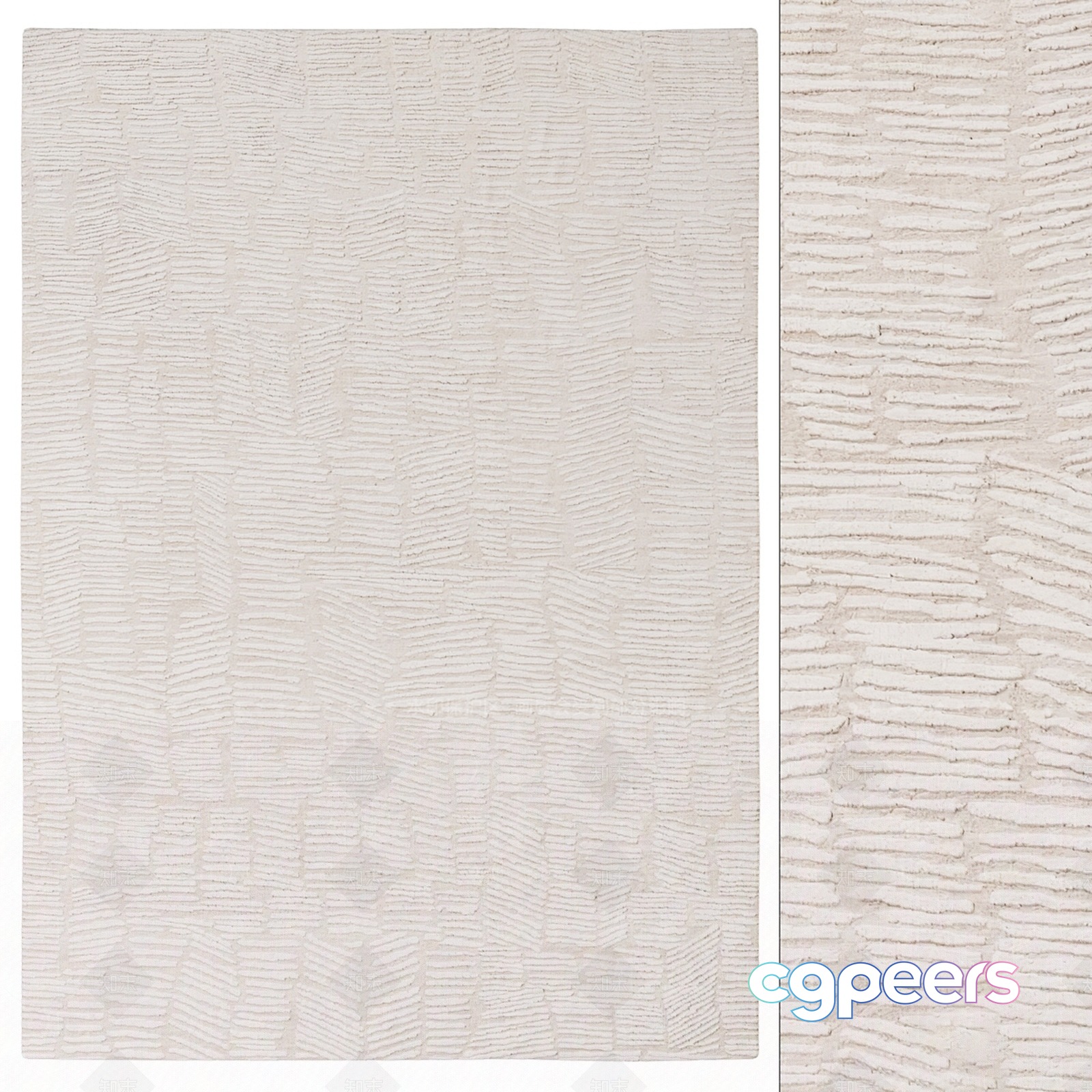 Textured White Rug 3D Model - 22545 - VRAY Render Textured White Rug 3D Model - 22545 - VRAY Render