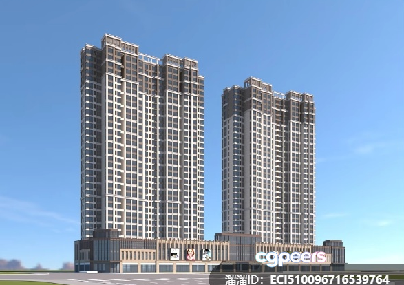 Two Tall Buildings 3D Model - 1159 - VRAY Render