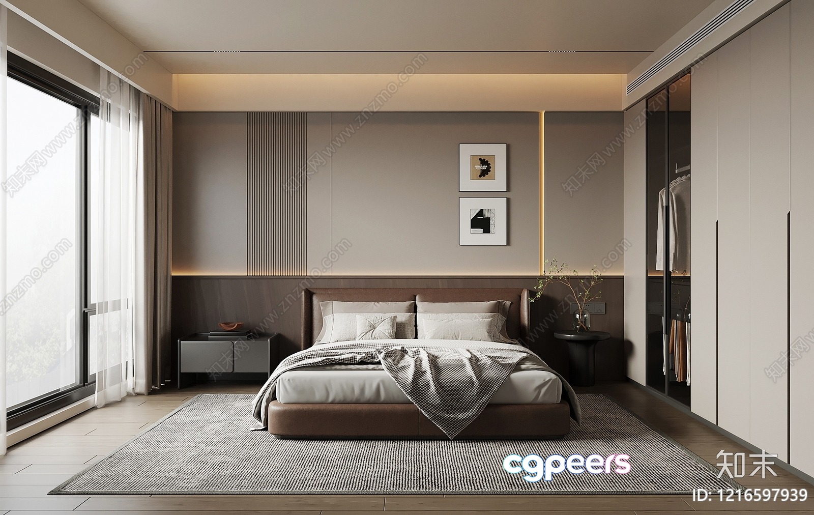 Cozy Modern Bedroom 3D Model - 14793 - VRAY Render