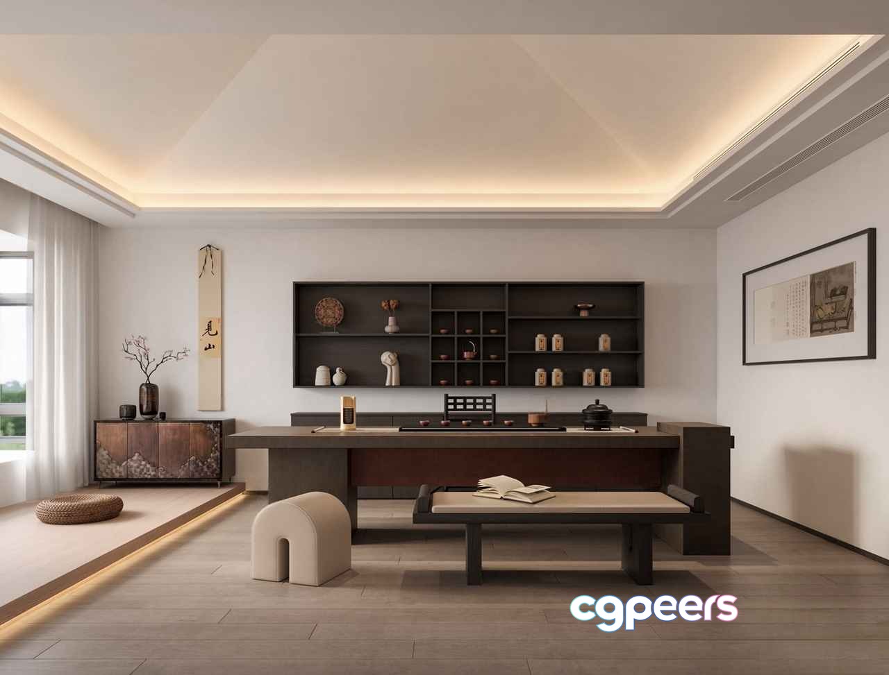 Modern Japanese-Inspired Room 3D Model - 4960 - VRAY Render