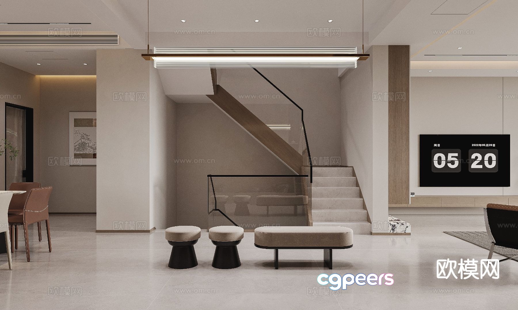 Modern Minimalist Interior 3D Model - 14956 - VRAY Render