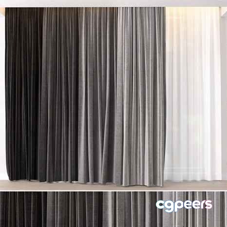 Gray Curtain Panels 3D Model - 17250 - CORONA Render