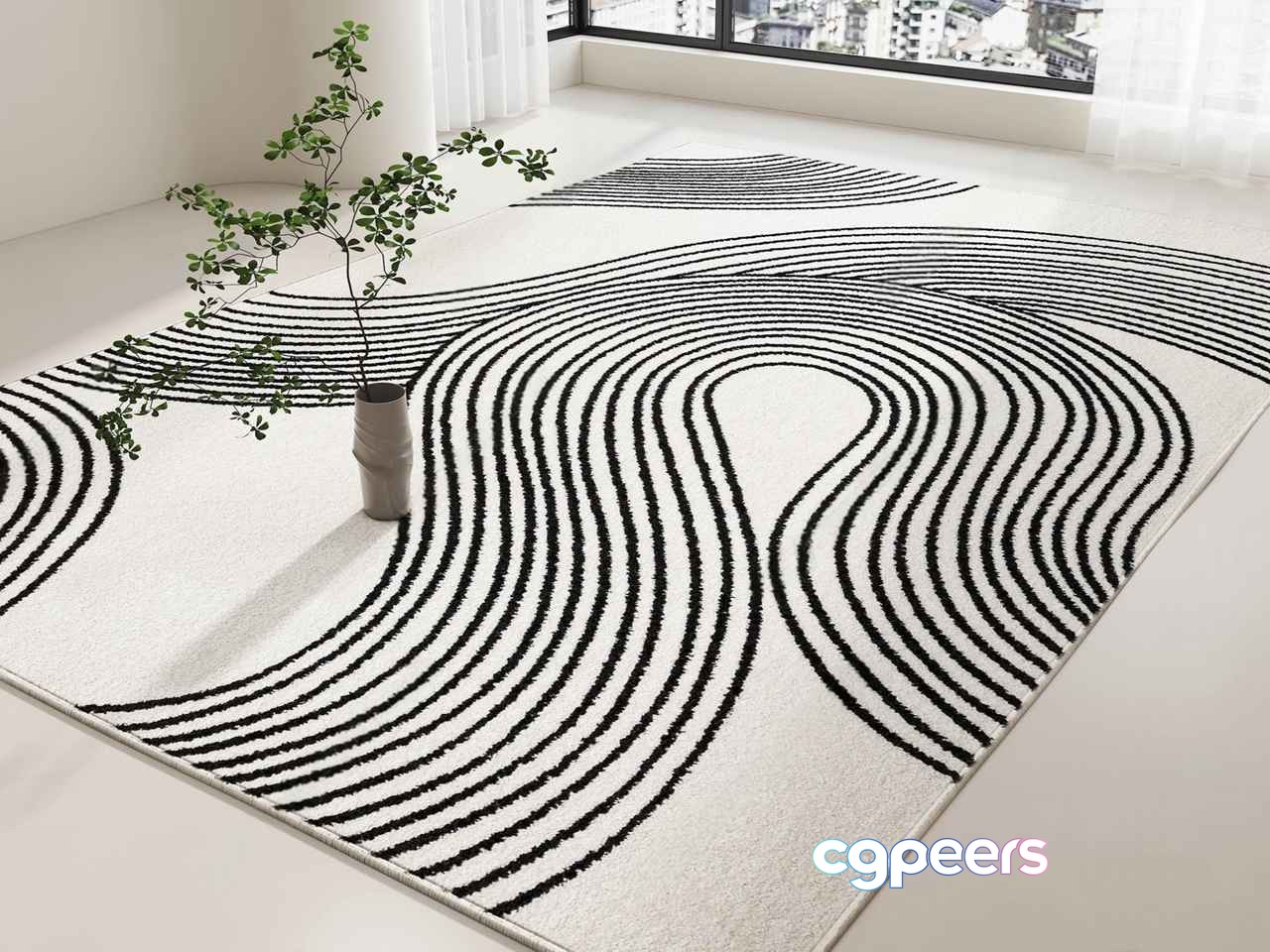 Modern Black And White Rug 3D Model - 10791 - VRAY Render