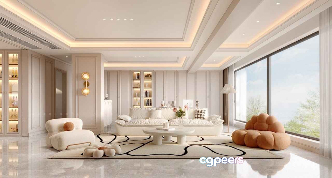 Modern Living Room 3D Model - 2765 - VRAY Render