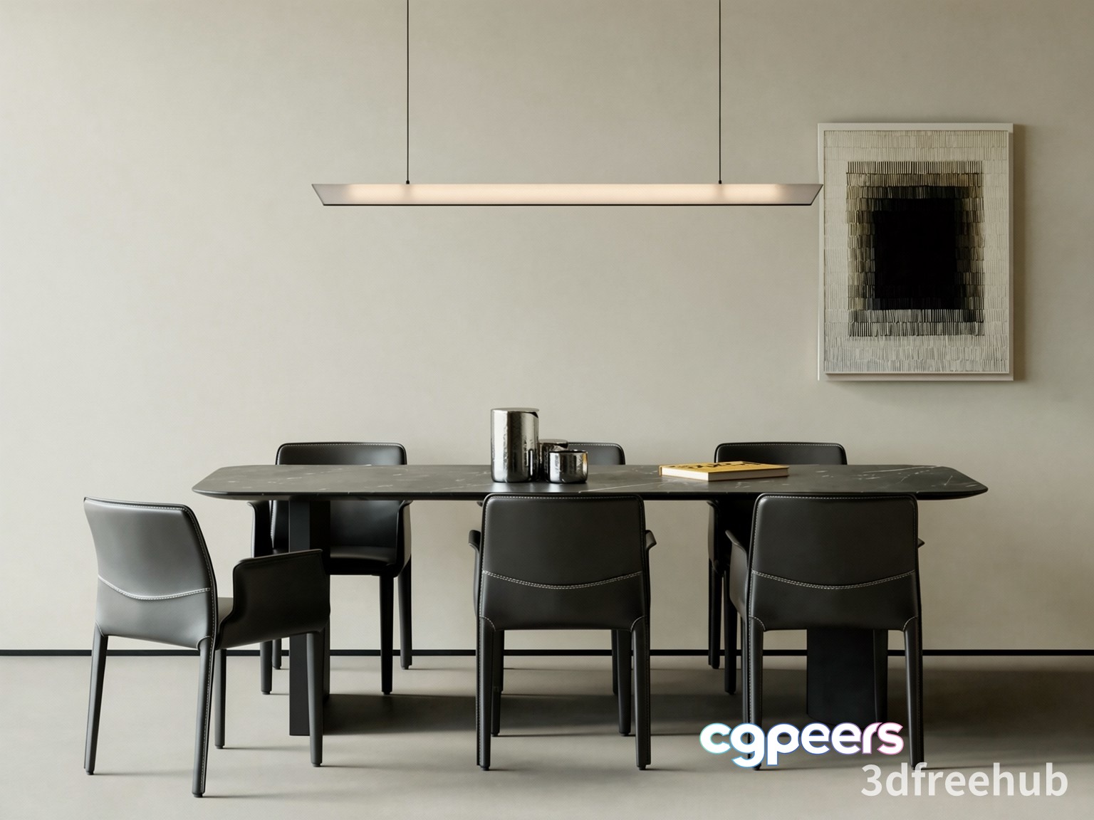 Modern Minimalist Dining Room 3D Model - 22212 - VRAY Render