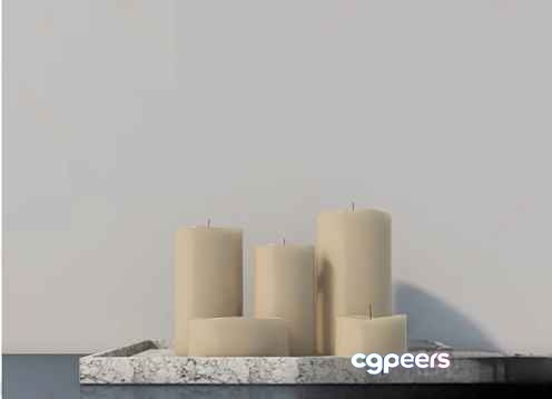 White Candles 3D Model - 12395 - VRAY Render