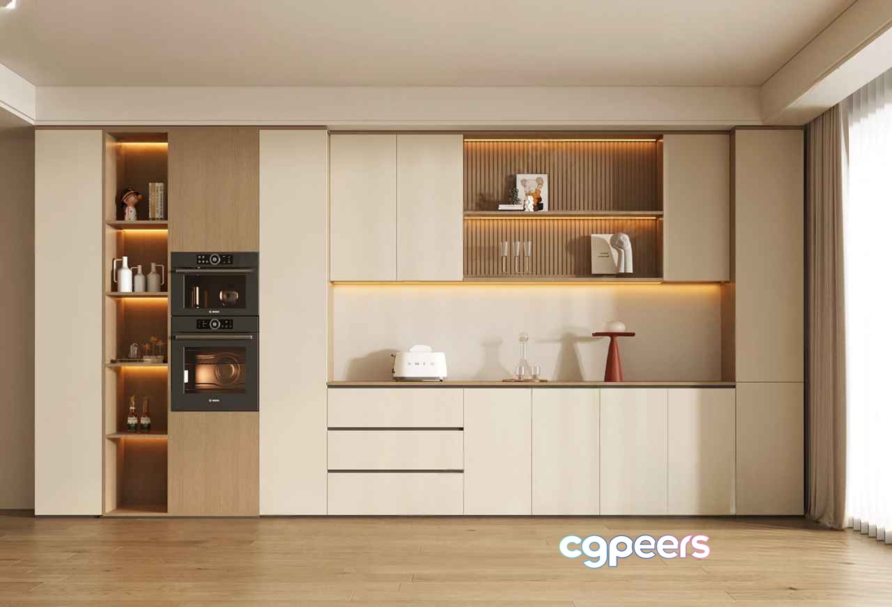 Modern Kitchen Area 3D Model - 166 - VRAY Render Modern Kitchen Area 3D Model - 166 - VRAY Render