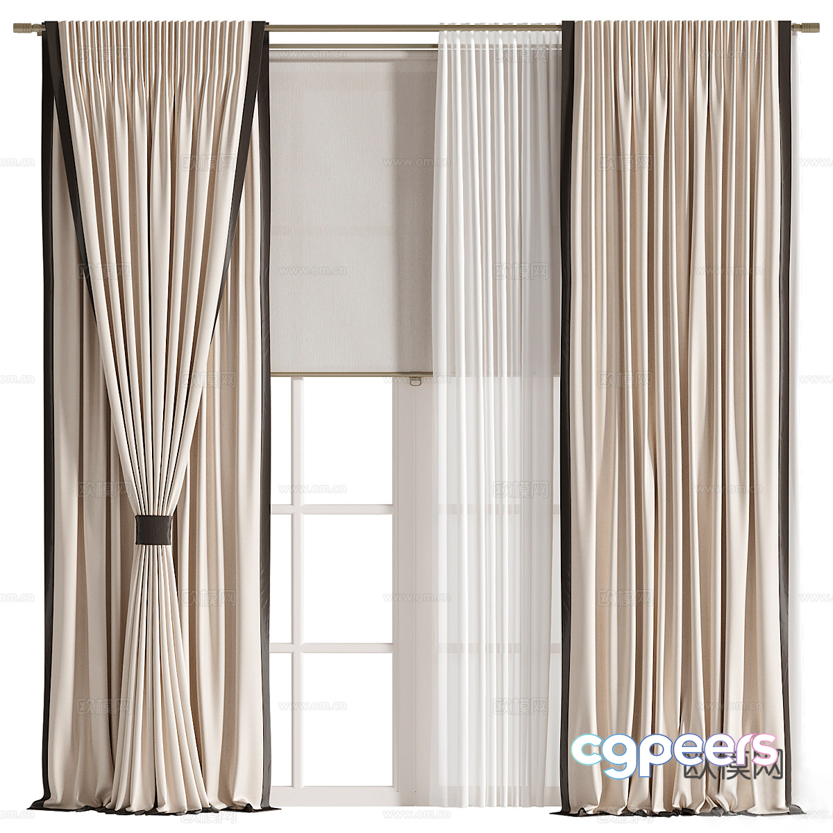Beige Curtains 3D Model - 16367 - VRAY Render Beige Curtains 3D Model - 16367 - VRAY Render