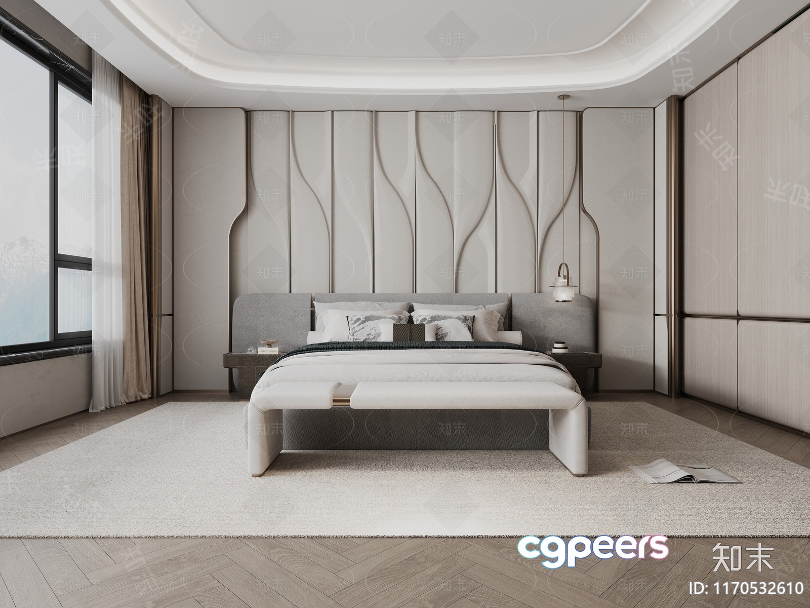 Modern Minimalist Bedroom 3D Model - 10136 - CORONA Render