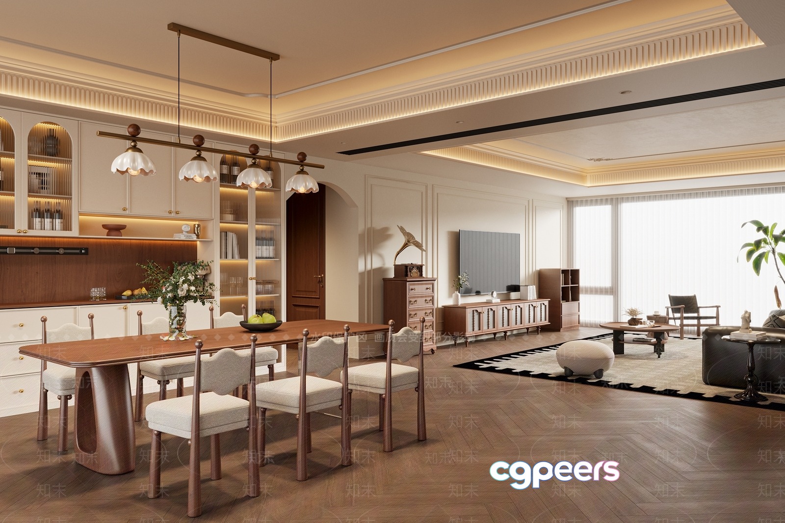 Modern Living Room 3D Model - 1053 - VRAY Render