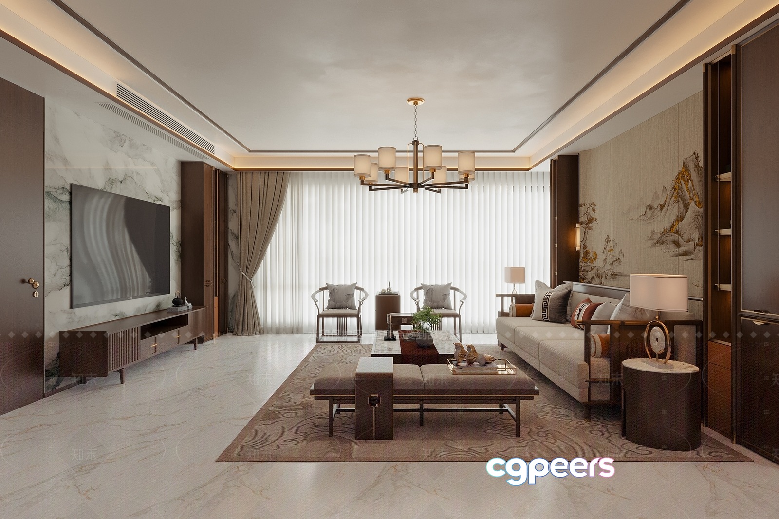 Modern Living Room 3D Model - 1713 - CORONA Render