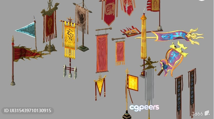 A Collection Of Various Flags 3D Model - 4205 - VRAY Render
